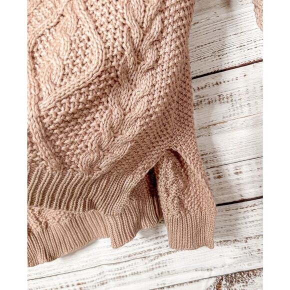 Joie Women's Cable Knit Cowl Neck High Low Pullover Sweater Blush Pink Sz Small - Picture 4 of 11